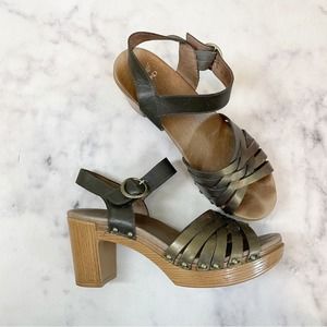 Dansko Dawson Woven Leather Block Heel Sandals